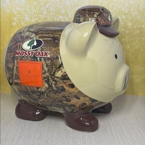 Mossy Oak Camouflage Piggy Bank with Brown and Cream